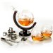 Whiskeykaraffel Globe med 2 glass & 8 whiskeysteiner, 0,85 liter